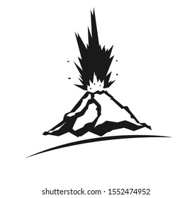 vector volcano eruption,Volcanic eruptions with explosive smoke reach the sky,Volcano eruption in silhouette style.vector volcano eruption isolated on white background