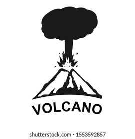 vector volcano eruption,Volcanic eruptions with explosive smoke reach the sky,Volcano eruption in silhouette style.vector volcano eruption isolated on white background