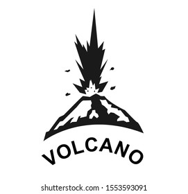 vector volcano eruption,Volcanic eruptions with explosive smoke reach the sky,Volcano eruption in silhouette style.vector volcano eruption isolated on white background