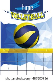 Vector volleyball championship with ball. beach volleyball net.Volleyball net with ball