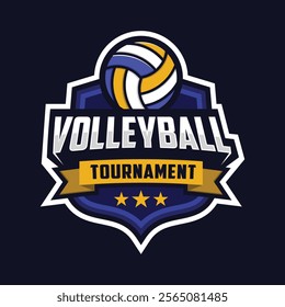 Vector volleyball club logo template with blank background