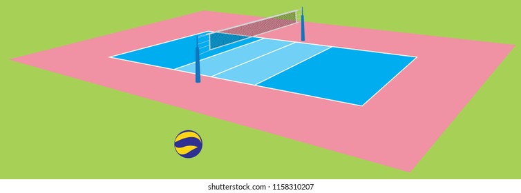 Vector Volleyball Field Isolated On Beautiful Background