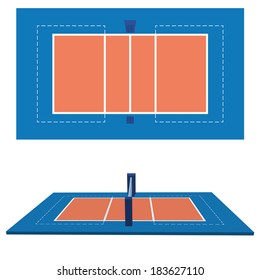 Vector Volleyball Field  Isolated On White Background