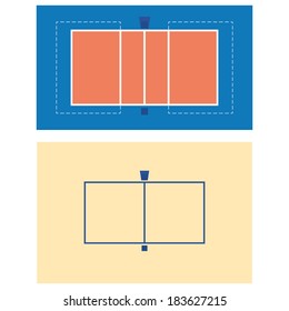 Vector Volleyball Field  Isolated On White Background