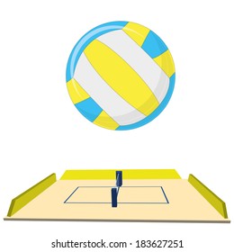 Vector Volleyball Field  Isolated On White Background