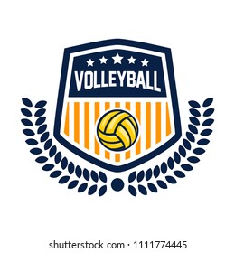 Vector volleyball league logo with ball. Sport badge for tournament championship or league.
