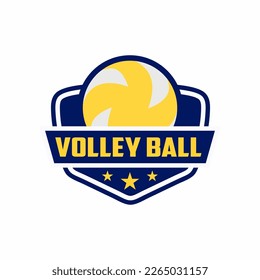 	
Logo de la liga vectorial de voleibol con bola. Banda deportiva para campeonato o liga