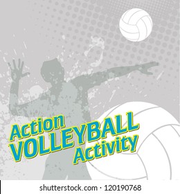 Vector Volleyball and player With Grunge Backgrounds
