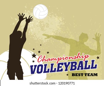 Vector Volleyball and player With Grunge Backgrounds