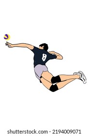 vector volleyball player jumping high attacking the opponent