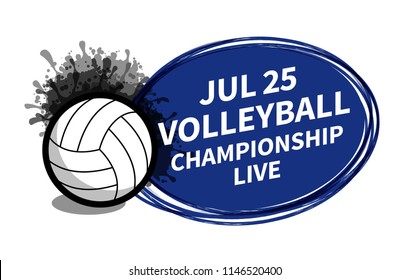 Vector volleyball sport scoreboard spotlight background place for copy text ad. Banner, flyer, poster, TV concept design brush doodle flat style isolated illustration.