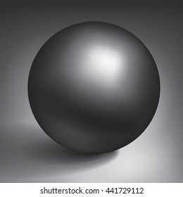 Vector volume black sphere, glossy dark metal ball, surround the object for you project design