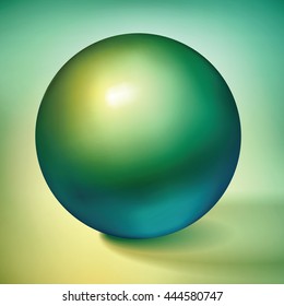 Vector volume green-yellow sphere, glossy green metal ball, surround the object for you project design