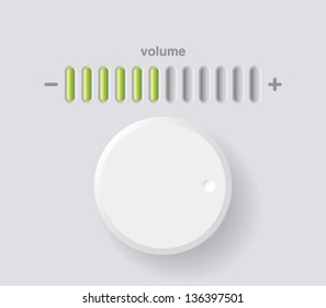 Vector volume music control / volume knob, for websites (UI) or applications (app) for smartphones or tablets. Plastic style