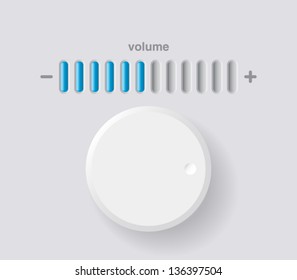 Vector volume music control / volume knob, for websites (UI) or applications (app) for smartphones or tablets. Plastic style