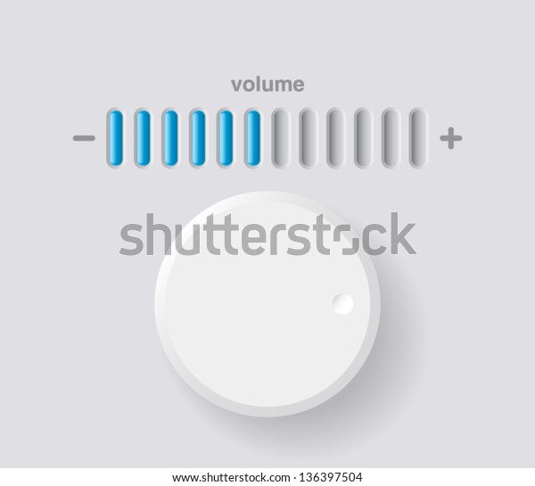 Vector volume music control / volume knob, for\
websites (UI) or applications (app) for smartphones or tablets.\
Plastic style