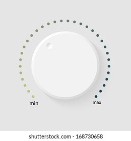 Vector volume music control with a scale from low to high