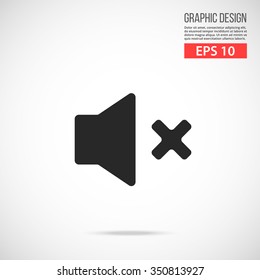 Vector volume off icon. Black mute, no sound vector icon. Simple flat design vector illustration concept for web banner, web and mobile app, infographic. Vector icon isolated on gradient background