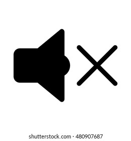 Vector Volume Off Icon. Black Mute, No Sound Vector Icon.