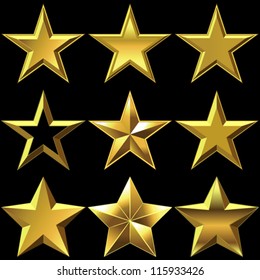 vector volume shiny gold five-pointed stars