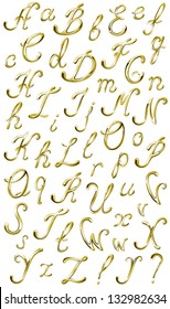 Vector volume shiny gold isolated alphabet ,all letters and punctuation marks