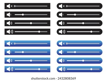 vector volume sliders set black and blue