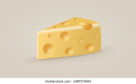 Vector Volumetric Cheese. 3D food illustration.