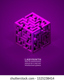 vector volumetric maze, search for solutions and yourself. mind games concept