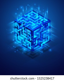 vector volumetric maze, search for solutions and yourself. mind games concept