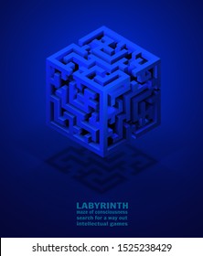 vector volumetric maze, search for solutions and yourself. mind games concept