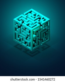 vector volumetric maze, search for solutions and yourself. mind games concept