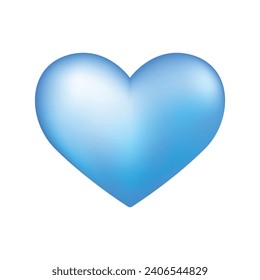 Vector volumetric shiny blue heart icon for st valentines day.