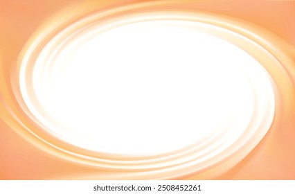 Vector vortex ripple backdrop with space for text. Beautiful curvy fluid surface gentle terracotta color. Circle soft mix of pure fresh sweet carrot, melon, pumpkin, apricot and lemon dessert syrup