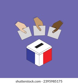 Caja de votaciones vectorial con diseño de bandera francesa