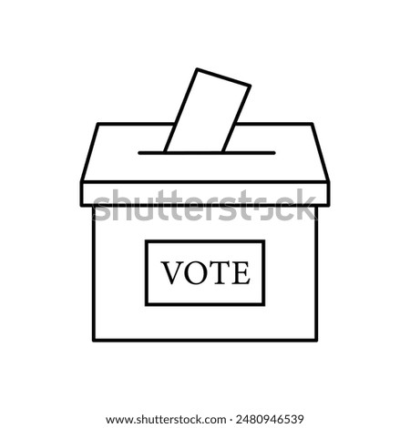 Vector vote box line icon. Hand putting ballot paper in the voting box. Election illustration. Hand voting ballot box sign vector icon. Vector illustration. Eps file 1.