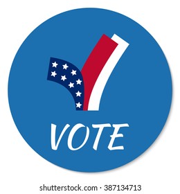Vector voting campaign election pin button or badge. Concept for infographics, blog headers, flyers, or bages.