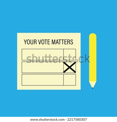 A vector of voting paper with pencils at side on blue background.