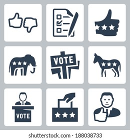 Vector voting and politics icons set