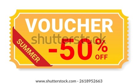 Vector voucher 50% off summer theme