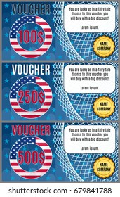 Vector vouchers backgrounds on american big sale bright with flag