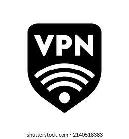 Icono VPN vectorial aislado en blanco. Signo de red privada virtual.