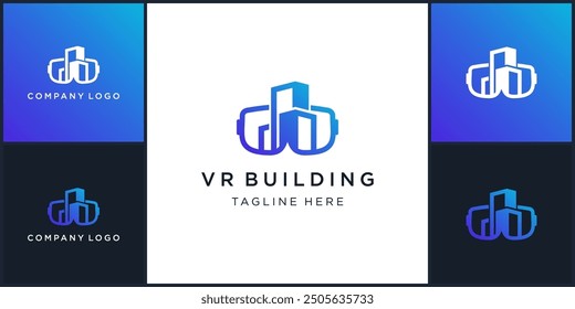 Vector de la Plantilla de diseño de logotipo de construcción de VR, se puede utilizar en varios medios fácilmente, editable