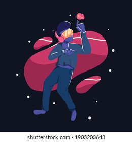 Vector VR People Touch a butterfly