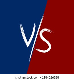 Vector VS Illustration, Black and Red Colorful Background, Design Element, Grunge White Brush Strokes.