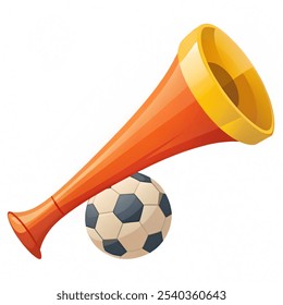 Vector Vuvuzela trompeta hincha de futbol. Símbolo del fan del juego del deporte del Vector del fútbol con el diseño de la vuvuzela o de la trompeta. Ilustración vectorial sobre fondo blanco.