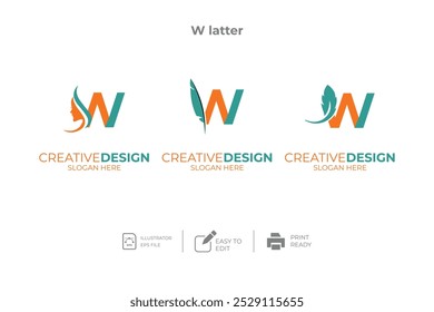 vector W Letter minimalist creative business company Logo Design Free Icon 