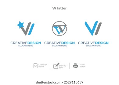 vector W Letter minimalist creative business company Logo Design Free Icon 