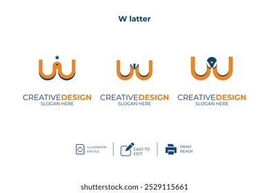 vector W Letter minimalist creative business company Logo Design Free Icon 