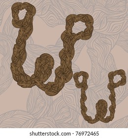 vector "w" letter of oak  tree wooden texture on seamless wooden background