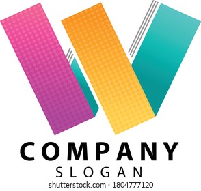 Vector W Logo in Gradient Colors. Company Branding.